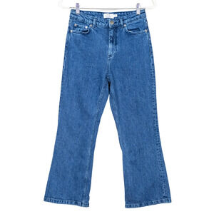 & OTHER STORIES Kick Crop Flared Jeans Medium Wash Stretch Denim Women's 28